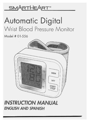 SmartHeart / Automatic Digital Wrist Blood Pressure Monitor | Instruction Manual | 2017