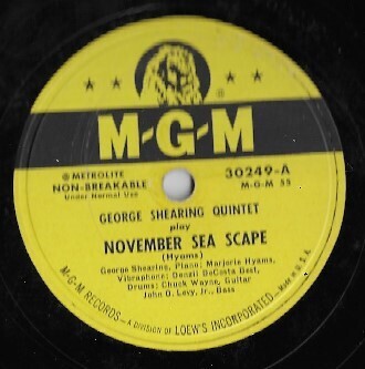Shearing, George / November Sea Scape | MGM 30249 | 10 Inch Shellac Single (78 RPM) | October 1950
