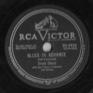 Shore, Dinah / Blues in Advance | RCA Victor 20-4926 | 10 Inch Shellac Single (78 RPM) | September 1952