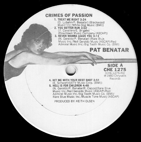 Benatar, Pat / Crimes of Passion | Chrysalis CHE-1275 | August 1980
