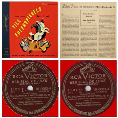 Koussevitzky, Serge / Richard Strauss Till Eulenspiegel's Merry Pranks | RCA Victor Red Seal DV-1 | 12 Inch Vinyl Album (78 RPM) | Red Vinyl | October 1945