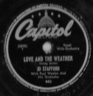 Stafford, Jo / Love and the Weather | Capitol 443 | 10 Inch Shellac Single (78 RPM) | August 1947