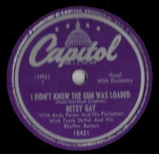 Gay, Betsy / I Didn't Know the Gun Was Loaded | Capitol 15421 | 10 Inch Shellac Single (78 RPM) | March 1949