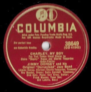 Dorsey, Jimmy / Charley, My Boy | Columbia 38649 | 10 Inch Shellac Single (78 RPM) | December 1949