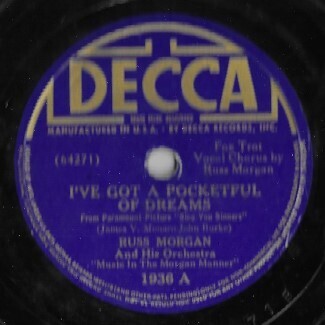 Morgan, Russ / I&#39;ve Got a Pocketful of Dreams | Decca 1936 | 10 Inch Shellac Single (78 RPM) | 1938