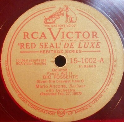 Ancona, Mario / Dio Possente (Even the Bravest Heart) | RCA Victor Red Seal 15-002 | 12 Inch Vinyl Single (78 RPM) | 1946 | Red Vinyl
