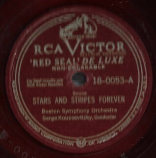 Koussevitzky, Serge / Stars and Stripes Forever | RCA Victor Red Seal 18-0053 | 12 Inch Vinyl Single (78 RPM) | October 1946 | Red Vinyl