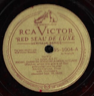 Caruso, Enrico / Rachel, Quand Du Seigneur La Grace Tutelaire | RCA Victor Red Seal 15-1004 | 12 Inch Vinyl Single (78 RPM) | 1947 | Red Vinyl