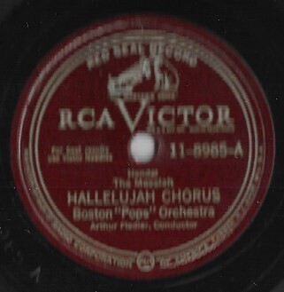 Fiedler, Arthur / Hallelujah Chorus | RCA Victor Red Seal 11-8985 | 12 Inch Shellac Single (78 RPM) | Boston Pops Orchestra