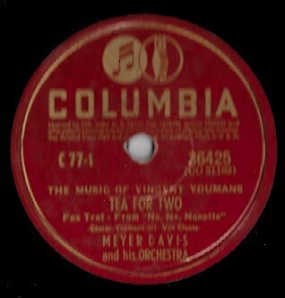 Davis, Meyer / Tea For Two | Columbia 36425 | 10 Inch Shellac Single (78 RPM) | November 1941