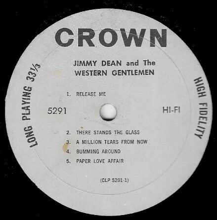 Dean, Jimmy / Jimmy Dean and The Western Gentlemen | Crown CLP-5291 | 12 Inch Vinyl Album (33 RPM) | 1963