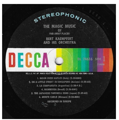 Kaempfert, Bert / The Magic Music of Far Away Places | Decca DL-74616 | 12 Inch Vinyl Album (33 RPM) | 1965