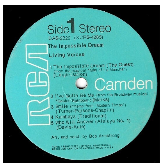 Living Voices / The Impossible Dream | RCA-Camden CAS-2322 | 12 Inch Vinyl Album (33 RPM) | 1969