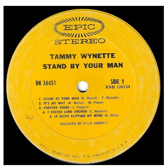 Wynette, Tammy / Stand By Your Man | Epic BN-26451 | 12 Inch Vinyl Album (33 RPM) | May 1969