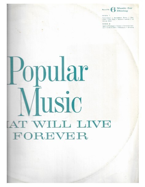 Bowen, Hill / Music For Dining | Reader&#39;s Digest RDM-31-6 | 1961
