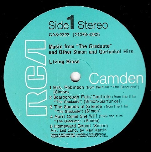 Living Brass, The / Music from The Graduate and Other Simon and Garfunkel Hits | RCA Camden CAS-2323 | 12 Inch Vinyl Album (33 RPM) | 1969