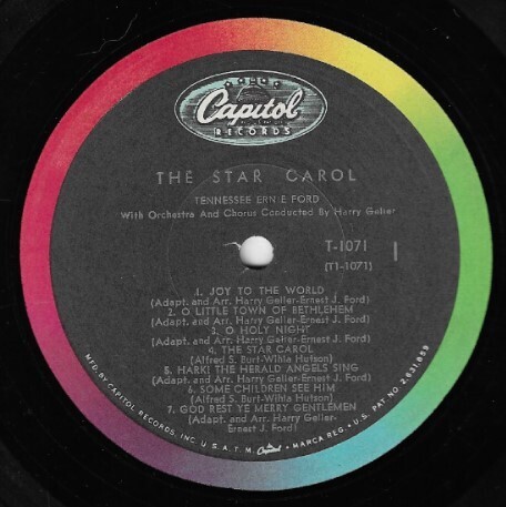 Ford, Tennessee Ernie / The Star Carol | Capitol T-1071 | 12 Inch Vinyl Album (33 RPM) | November 1958