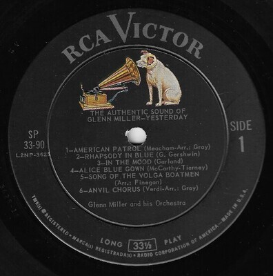 Miller, Glenn / The Authentic Sound of Glenn Miller - Yesterday | RCA Victor SP 33-90 | 1960