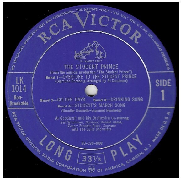 Goodman, Al / The Student Prince | RCA Victor LK-1014 | 1951