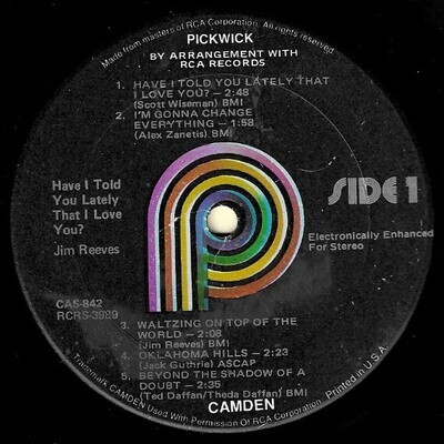Reeves, Jim / Have I Told You Lately That I Love You? | Pickwick-Camden CAS-842