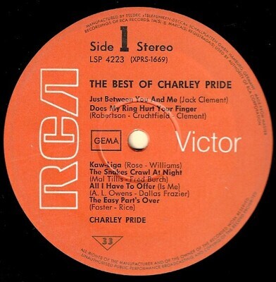 Pride, Charley / The Best of Charley Pride | RCA Victor LSP-4223 | Germany | 1969