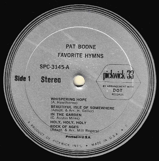Boone, Pat / Favorite Hymns | Pickwick/33 SPC-3145 | Stereo | 1969