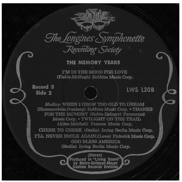 Longines Symphonette The Memory Years 1925 1960 Longines