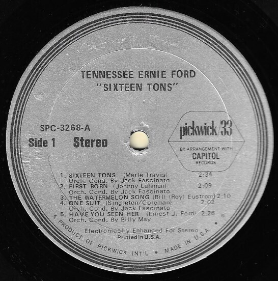 Ford, Tennessee Ernie / Sixteen Tons | Pickwick/33 SPC-3268 | Stereo