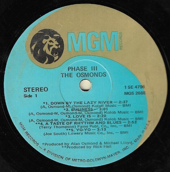 Osmonds, The / Phase III | MGM 1 SE-4796 | January 1972