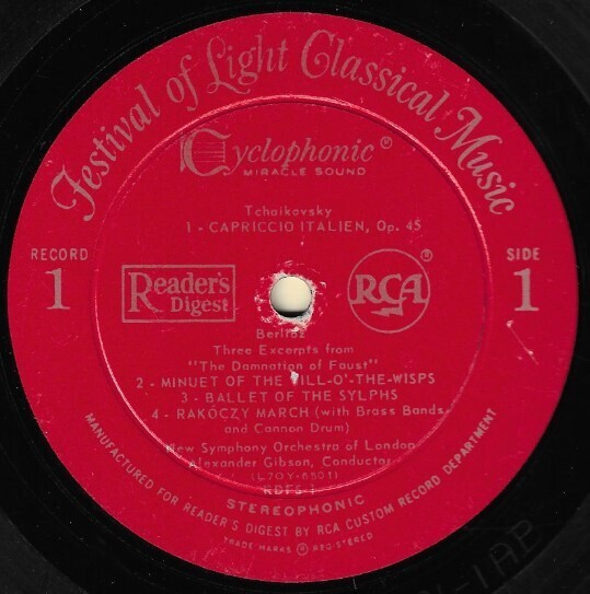 Gibson, Alexander / Festival of Light Classical Music (Record 1) | Reader's Digest RDFS-1 | Stereo | 1960