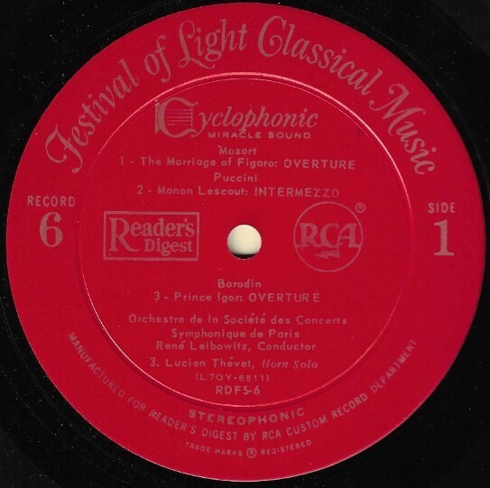 Leibowitz, Rene / Festival of Light Classical Music (Record 6) | Reader's Digest RDFS-6 | Stereo | 1960