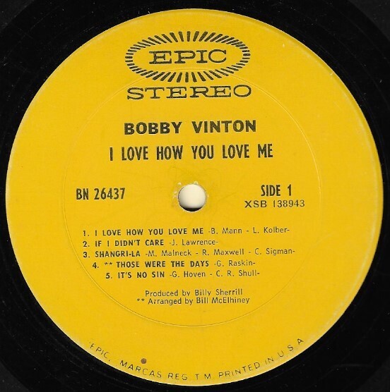 Vinton, Bobby / I Love How You Love Me | Epic BN-26437 | December 1968
