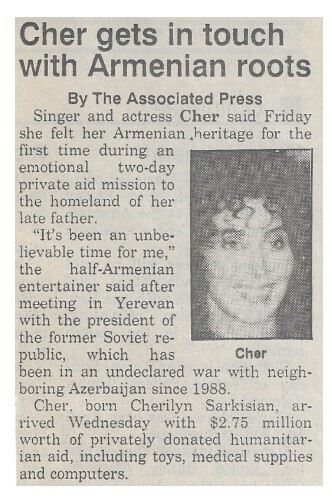 Cher / Cher Gets in Touch with Armenian Roots | May 1993