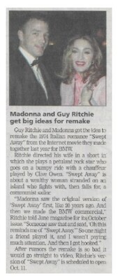 Madonna / Madonna and Guy Ritchie Get Big Ideas for Remake | August 2002