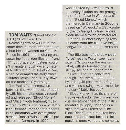 Waits, Tom / Blood Money - Alice | June 2002