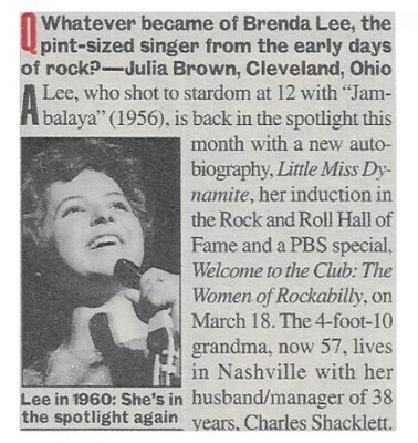 Lee, Brenda / What Became of Brenda Lee | March 2002