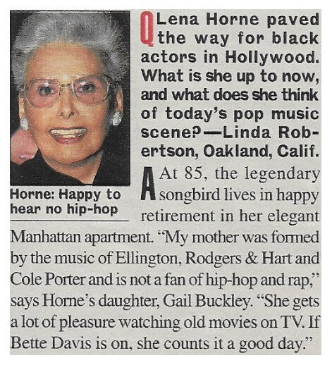 Horne, Lena / Today&#39;s Pop Music Scene | July 2002
