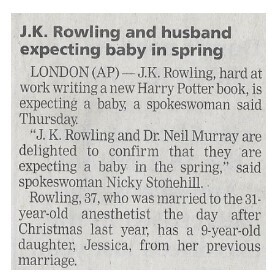 Rowling, J.K. / J.K. Rowling and Husband Expecting Baby in Spring / 2002
