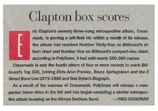 Clapton, Eric / Clapton Box Scores | June 1988