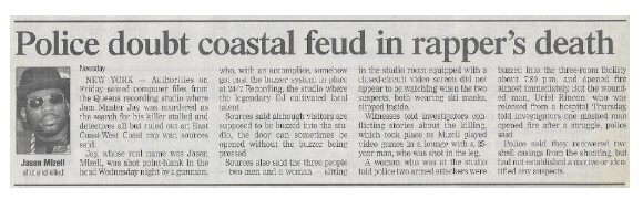 Run-DMC / Police Doubt Coastal Feud in Rapper's Death / 2002