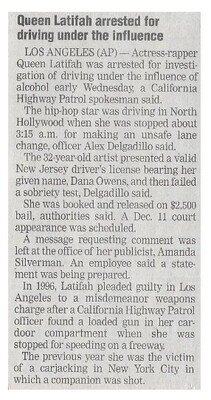 Queen Latifah / Queen Latifah Arrested for Driving Under the Influence | November 2002