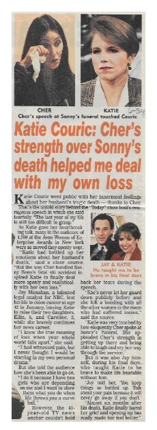Couric, Katie / Cher's Strength Over Sonny's Death Helped Me Deal with My Own Loss / 1998