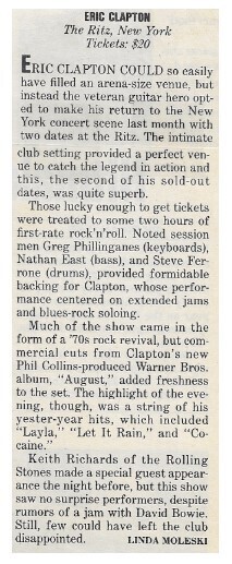 Clapton, Eric / New York, NY (The Ritz) | December 1986