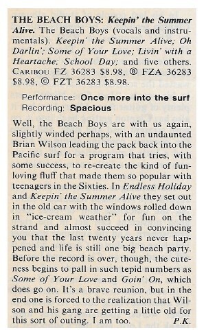 Beach Boys, The / Keepin&#39; the Summer Alive | August 1980