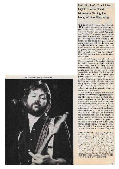 Clapton, Eric / Just One Night / 1980