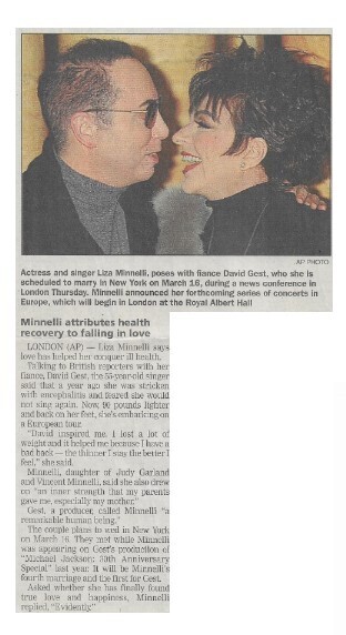 Minnelli, Liza / Minnelli Attributes Health Recovery to Falling in Love / 2002