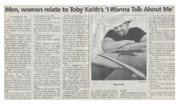 Keith, Toby / Men, Women Relate to Toby Keith&#39;s I Wanna Talk About Me | January 2002