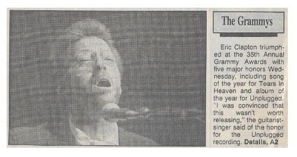Clapton, Eric / Five Major Honors (The Grammys) | 1993