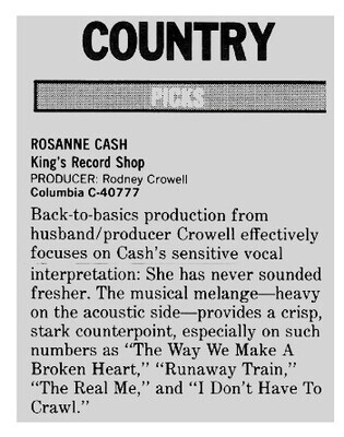 Cash, Rosanne / King&#39;s Record Shop | July 1987