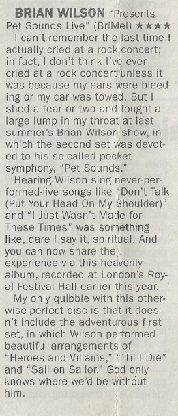 Wilson, Brian / Presents Pet Sounds Live / 2002